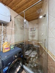 乌兰巴托Location, locaton, location!的一间带洗衣机和淋浴的浴室