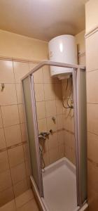 巴尼亚卢卡Rio apartments的浴室里设有玻璃门淋浴