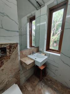 孟买Capital Hotel的一间带水槽和窗户的浴室