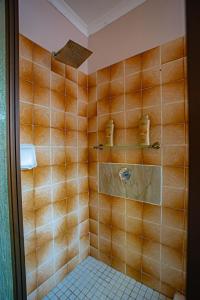 比勒陀利亚Homes of Ace 3 bedroom Villa的一间带淋浴的浴室和瓷砖墙