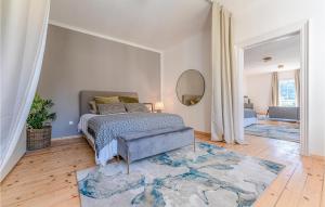 佩尔森贝格2 Bedroom Stunning Apartment In Persenbeug-gottsdorf的一间卧室配有床、镜子和地毯