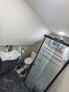 穆拉Doğa içinde ferah yaşam的一间带卫生间和水槽的浴室
