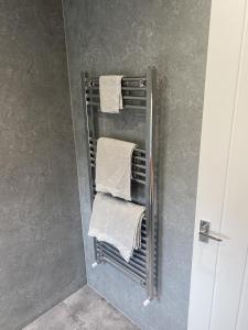 格拉斯哥Clavens House的浴室内带毛巾的毛巾架