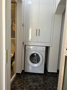 图尔恰SJ Apartment的一个带洗衣机和烘干机的浴室