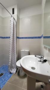 Las ErasLas Eras Nest Hostel的浴室配有白色水槽和卫生间。