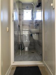 巴统Guest House Bagrationi的一间带卫生间和水槽的浴室