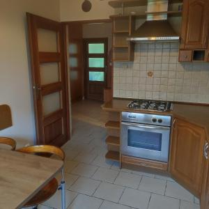布斯克·兹德鲁伊Komfortowe mieszkanie的厨房配有炉灶和台面