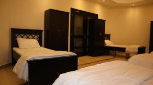 阿布扎比International Abu Dhabi Hostel的一间设有两张床的房间
