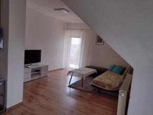 尼特拉Appartement in Nitra under the Zobor-Hill的客厅配有沙发和桌子