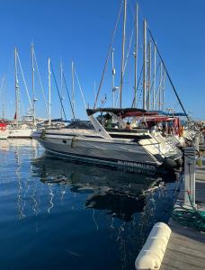 莫甘海滩Boat in Puerto de Mogán的停靠在码头的一群船