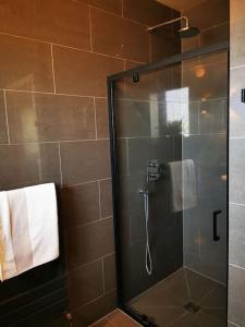 FalmerLuxury Apartment Brighton and South Downs National Park, Free Parking的浴室里设有玻璃门淋浴