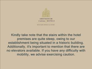 阿姆斯特丹Grand Canal Boutique Hotel的一份关于酒店短信的截图