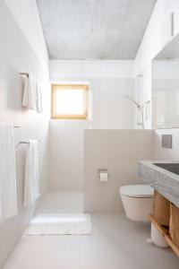 弗利姆斯Casa Flurina的白色的浴室设有卫生间和水槽。