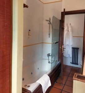 San Pantaleón de Aras阿拉斯圣潘塔莉安卡瑟纳酒店的一间带浴缸和淋浴的浴室