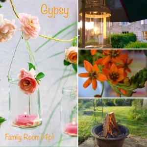 MazièresDomaine Charente - Familyroom Gypsy with garden (with external toilet & shower house)的花瓶里花卉图案的拼贴