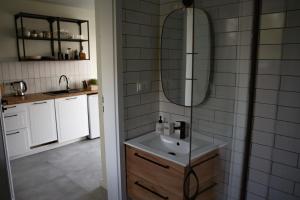 MieroszynoSzurmiejówka的一间带水槽和镜子的浴室