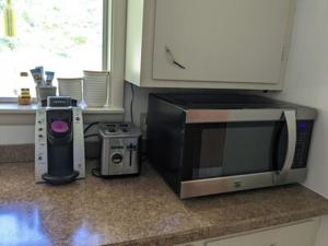 DryforkScenic Solitude的厨房柜台配有微波炉和其他电器