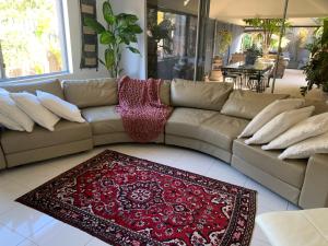 珀斯Koombana Escape的带沙发和红色地毯的客厅