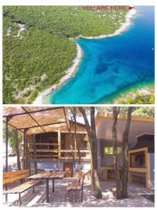 佩鲁斯基SOUL RETREAT BEACH HOUSE的两幅房子和海滩的照片拼凑而成