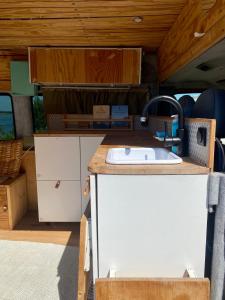 杜塞尔多夫Transi the Van的一个带露营车水槽的厨房
