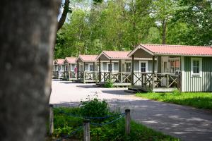 布罗斯Borås Camping & Vandrahem的公园里一排移动房屋