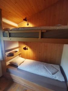 EinigenNEB-THUN Seehaus Einigen的小屋内带两张双层床的客房