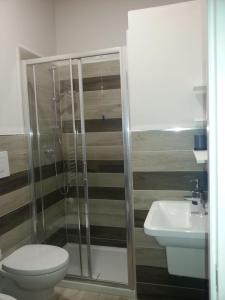 阿尼奥内B&B Tirassegno的带淋浴、卫生间和盥洗盆的浴室