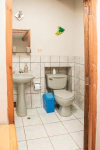 卡哈马卡Finca San Antonio De Shudal的一间带卫生间和水槽的浴室