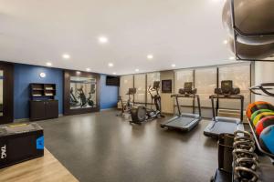 威洛格罗夫费城/杨柳林希尔顿恒庭酒店的健身房,配有跑步机和有氧运动器材