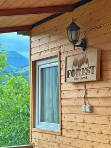 迪利然Forrest-For Rest的森林森林林地标志房子的一侧的标志