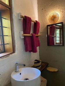 WakisoMabamba Lodge的一间带水槽和镜子的浴室