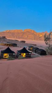 瓦迪拉姆STARDUSt CAMP的沙漠中间的一群小屋