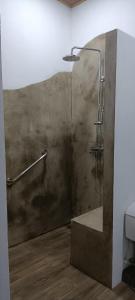 奎波斯城Selva Linda Lodge vacation rentals的浴室设有混凝土墙,配有淋浴