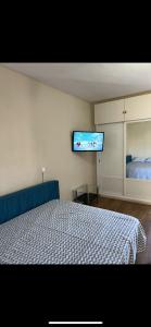 贝纳尔马德纳Jupiter Sea View的一间卧室配有一张床和一台平面电视