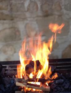 克利默内什蒂Casa Hera的壁炉里燃烧着的火