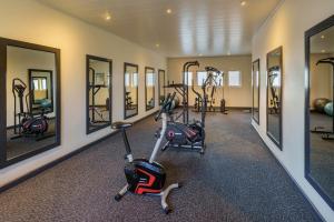 卢萨卡开罗路普罗蒂亚酒店 的健身房设有2辆健身自行车和镜子