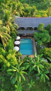 卢纳将军城The Hillside Resort Siargao的花园游泳池的顶部景色