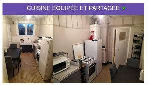 雷恩Chambre spacieuse-TV-métro Clémenceau-dans Appart en Colocation的一间配备了冰箱和电器的厨房