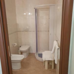 玛格丽塔萨沃亚瑞纳里餐厅酒店的一间带卫生间和淋浴的小浴室