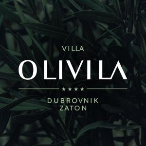 杜布罗夫尼克Villa Olivila的黑色和白色的海报,带有植物