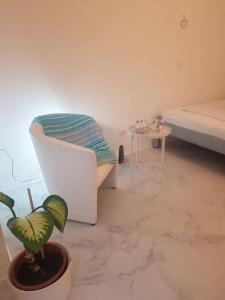 新安斯波Wohnung Daria的客厅配有沙发、椅子和植物