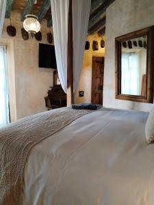 圣米格尔-德阿连德Hacienda Las Amantes的卧室配有一张大白色床和窗户