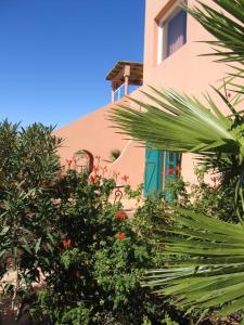 瓦尔扎扎特图尔马琳住宿加早餐旅馆的前面有植物的粉红色建筑