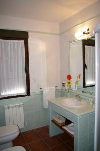San Pablo de los MontesCasa Rural Cristina I的一间带水槽、卫生间和镜子的浴室