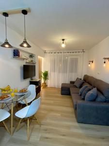 奥维多Apartamentos Oviedo centro apartastur26的客厅配有沙发和桌子