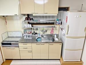 德岛Reina Building 4F / Vacation STAY 61776的厨房配有水槽和冰箱