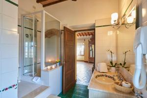 特雷宽达Agriturismo Pometti - Villa Boscarello的带浴缸、淋浴和盥洗盆的浴室