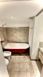 罗萨里奥CASA CENTRICA - experiencia casa pasillo paseo del siglo的带浴缸和卫生间的浴室。