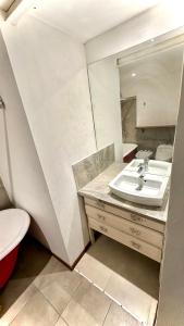 罗萨里奥CASA CENTRICA - experiencia casa pasillo paseo del siglo的一间带水槽、卫生间和镜子的浴室