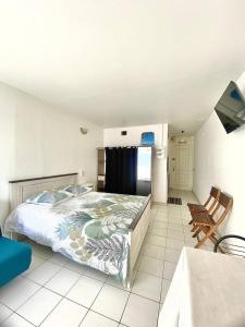 莱特鲁瓦西莱Apt T1,bien situé Anse Mitan Trois Ilets的一间卧室配有一张床和一台电视。